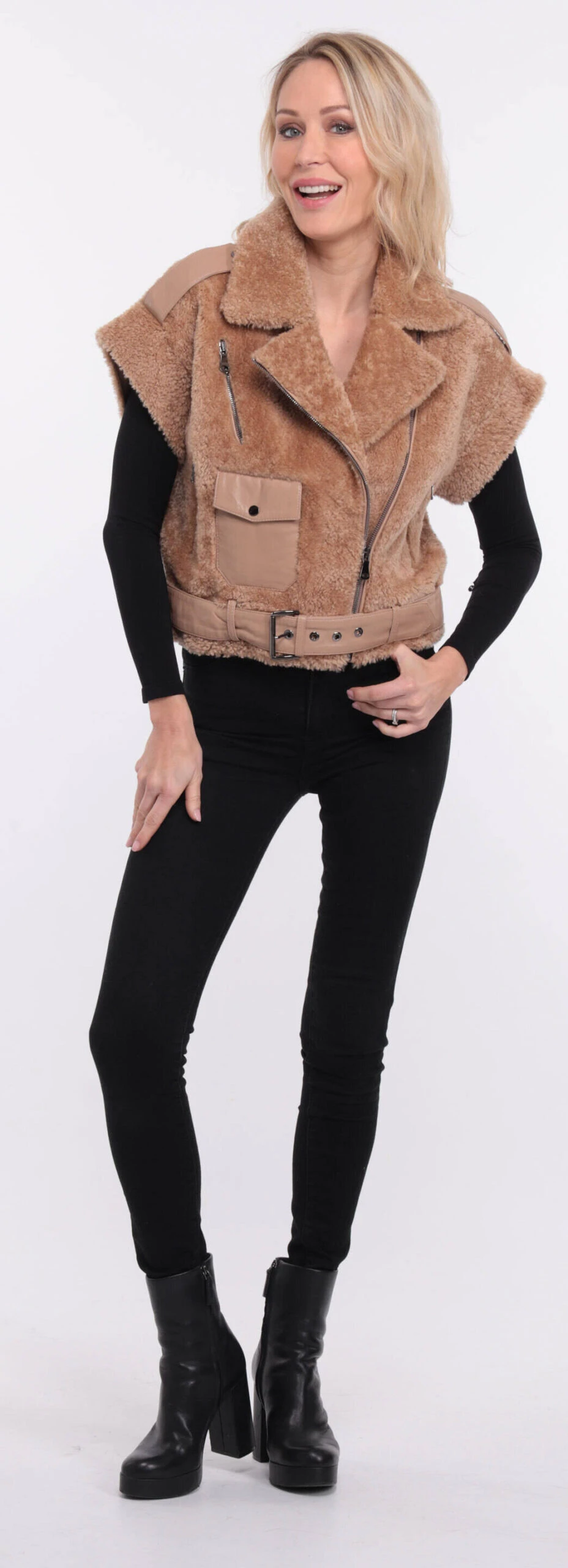 Gilet Sans Manches Mouton Camel Femme " SIE " 18 Gilet Sans Manches Mouton Camel Femme " SIE " – Image 18