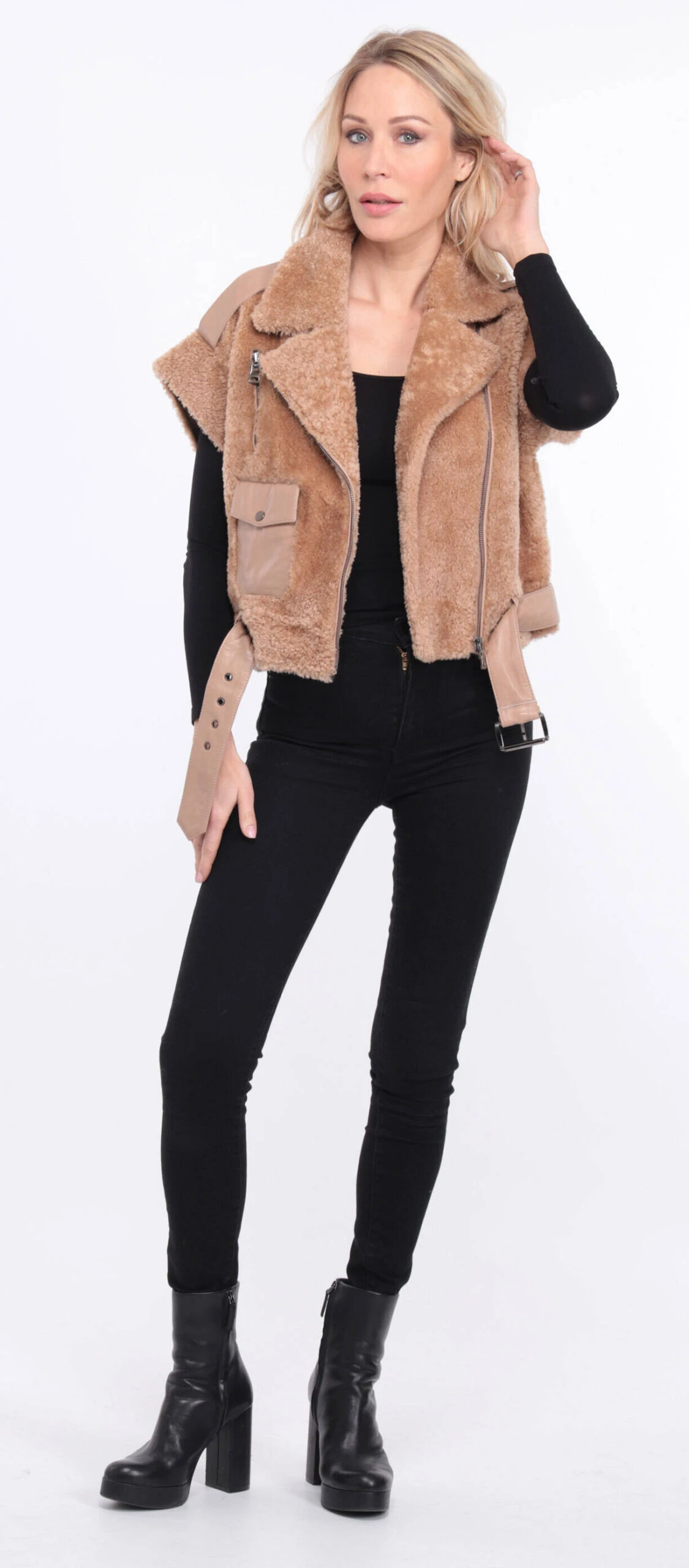 Gilet Sans Manches Mouton Camel Femme " SIE " 9 Gilet Sans Manches Mouton Camel Femme " SIE " – Image 9