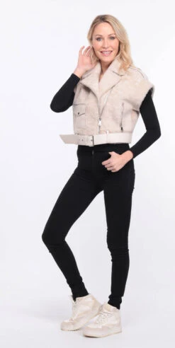 Gilet Sans Manches Mouton écru Femme " SIE " -Maroquinerie blouson sia ecru 10 074742000 1422 01072023