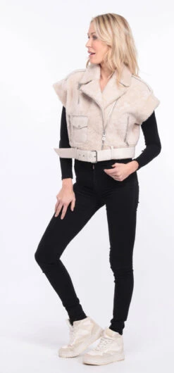 Gilet Sans Manches Mouton écru Femme " SIE " -Maroquinerie blouson sia ecru 11 024767100 1422 01072023 scaled