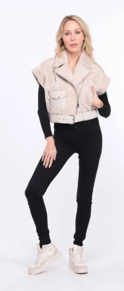 Gilet Sans Manches Mouton écru Femme " SIE " -Maroquinerie blouson sia ecru 1 071198300 1422 01072023 scaled