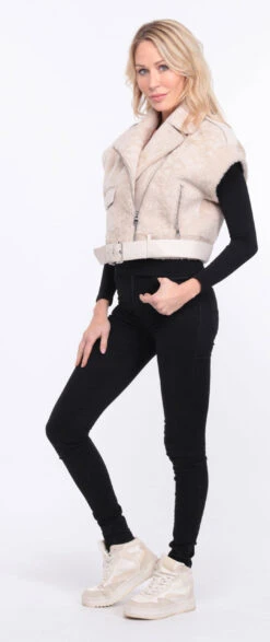 Gilet Sans Manches Mouton écru Femme " SIE " -Maroquinerie blouson sia ecru 9 083037800 1422 01072023 scaled