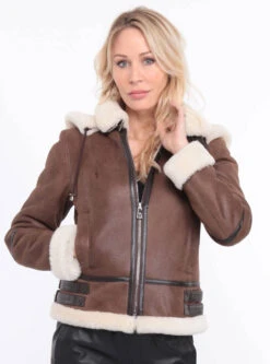 Blouson Bombardier Marron Femme Capuche " BOMBAE " -Maroquinerie blousonbombardierfemmeca 095157300 1559 04072023