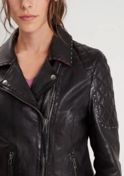 Blouson Cuir Femme Agneau Noir " 102357 " -Maroquinerie blousoncuir102357noir5 030916500 1750 14102022