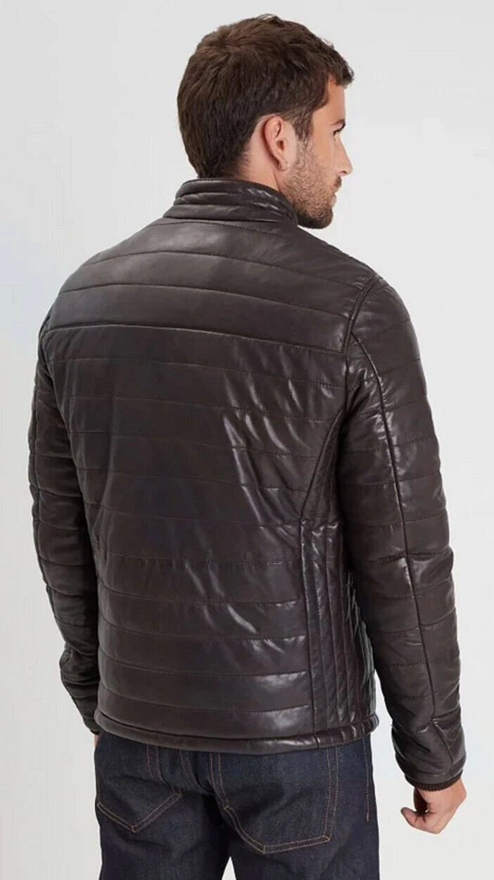 Doudoune Cuir Homme Marron " 102444 " 1 Doudoune Cuir Homme Marron " 102444 "