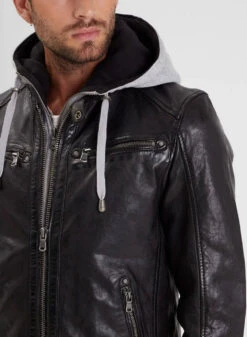 Blouson Cuir Homme à Capuche Noir " 102504 " -Maroquinerie blousoncuir102504noir5 042683700 1801 14102022