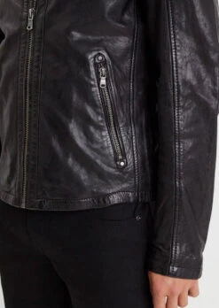 Blouson Cuir Homme à Capuche Noir " 102504 " -Maroquinerie blousoncuir102504noir6 053240000 1801 14102022