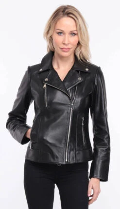 Blouson Cuir Femme Biker Noir " ELISE " -Maroquinerie blousoncuirnoirelsa15 090053400 1559 04072023 scaled