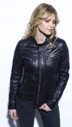 Blouson Cuir Femme Noir " SILENE " -Maroquinerie blousoncuirsilenenoir 076464200 1824 03102022