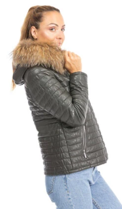 Blouson Cuir Femme Kaki Oakwood " 61677 " -Maroquinerie blousondoudoune61677kaki 015891600 1552 25092023