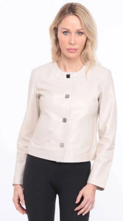 Spencer Cuir Agneau écru " NEW BE " -Maroquinerie blousonnewbrendaecru6 091666100 1559 04072023