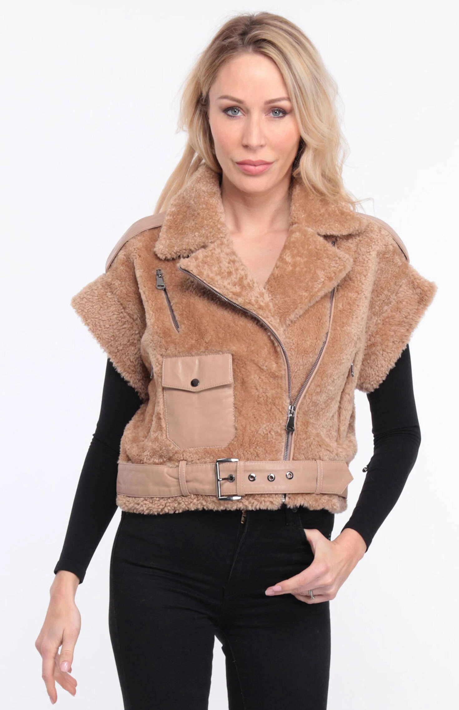 Gilet Sans Manches Mouton Camel Femme " SIE " 19 Gilet Sans Manches Mouton Camel Femme " SIE " – Image 19