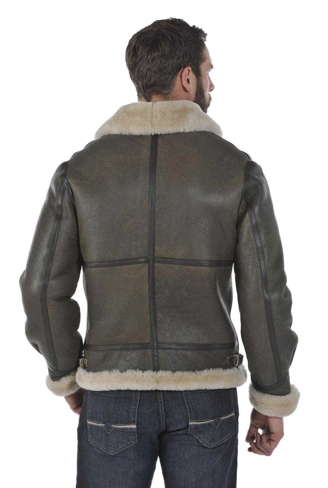 Blouson Cuir Homme Mouton Marron Style Bombardier Hiver " BOMBARDIER " 4 Blouson Cuir Homme Mouton Marron Style Bombardier Hiver " BOMBARDIER " – Image 4