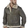 Blouson Cuir Homme Mouton Marron Style Bombardier Hiver " BOMBARDIER "