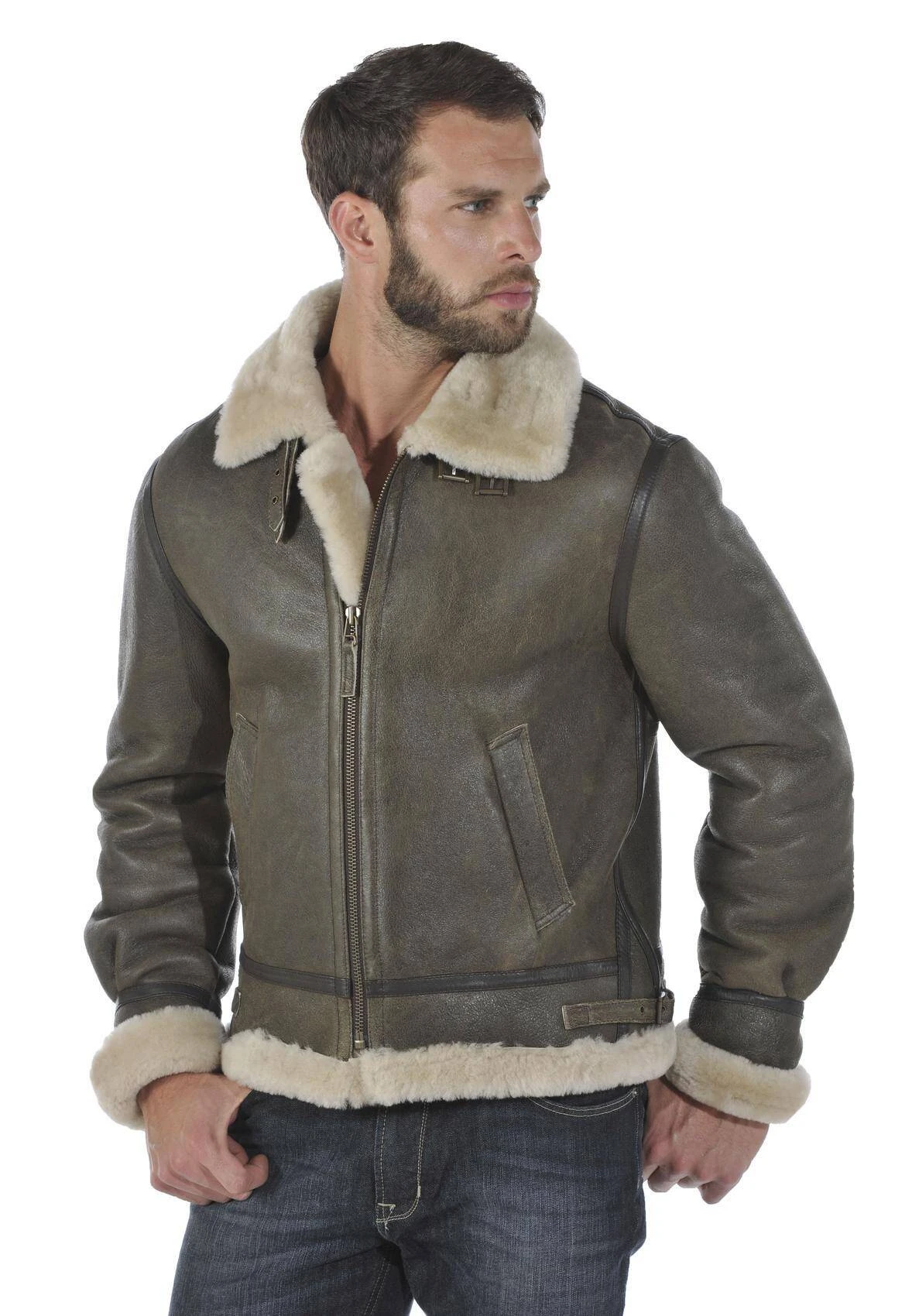 Blouson Cuir Homme Mouton Marron Style Bombardier Hiver " BOMBARDIER " 1 Blouson Cuir Homme Mouton Marron Style Bombardier Hiver " BOMBARDIER "