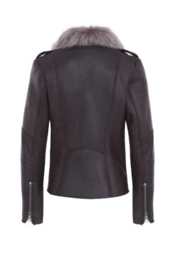 Blouson Biker Mouton Marron " CLARA "