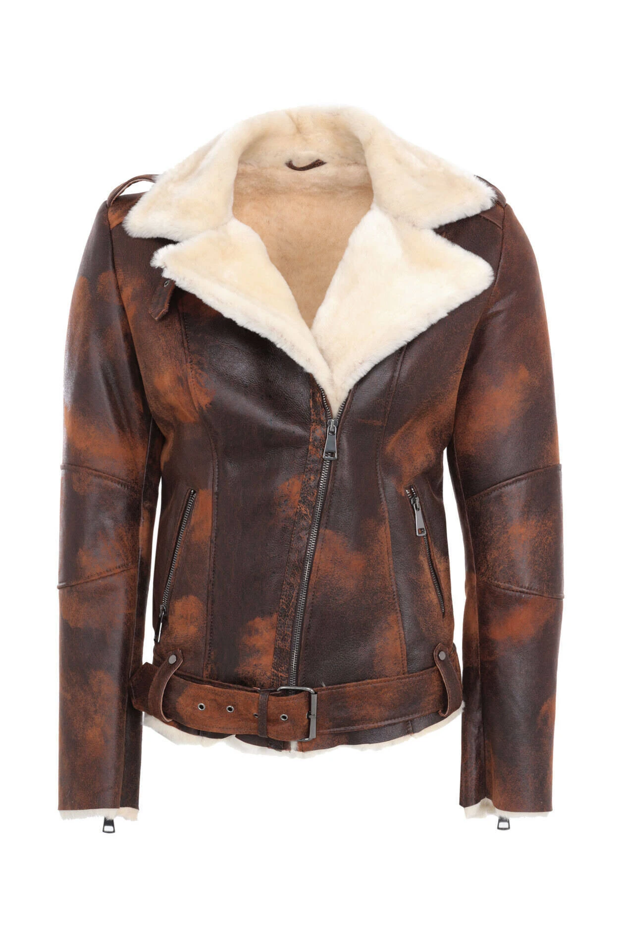 Blouson Biker Mouton Whisky " CLARA " 2 Blouson Biker Mouton Whisky " CLARA " – Image 2