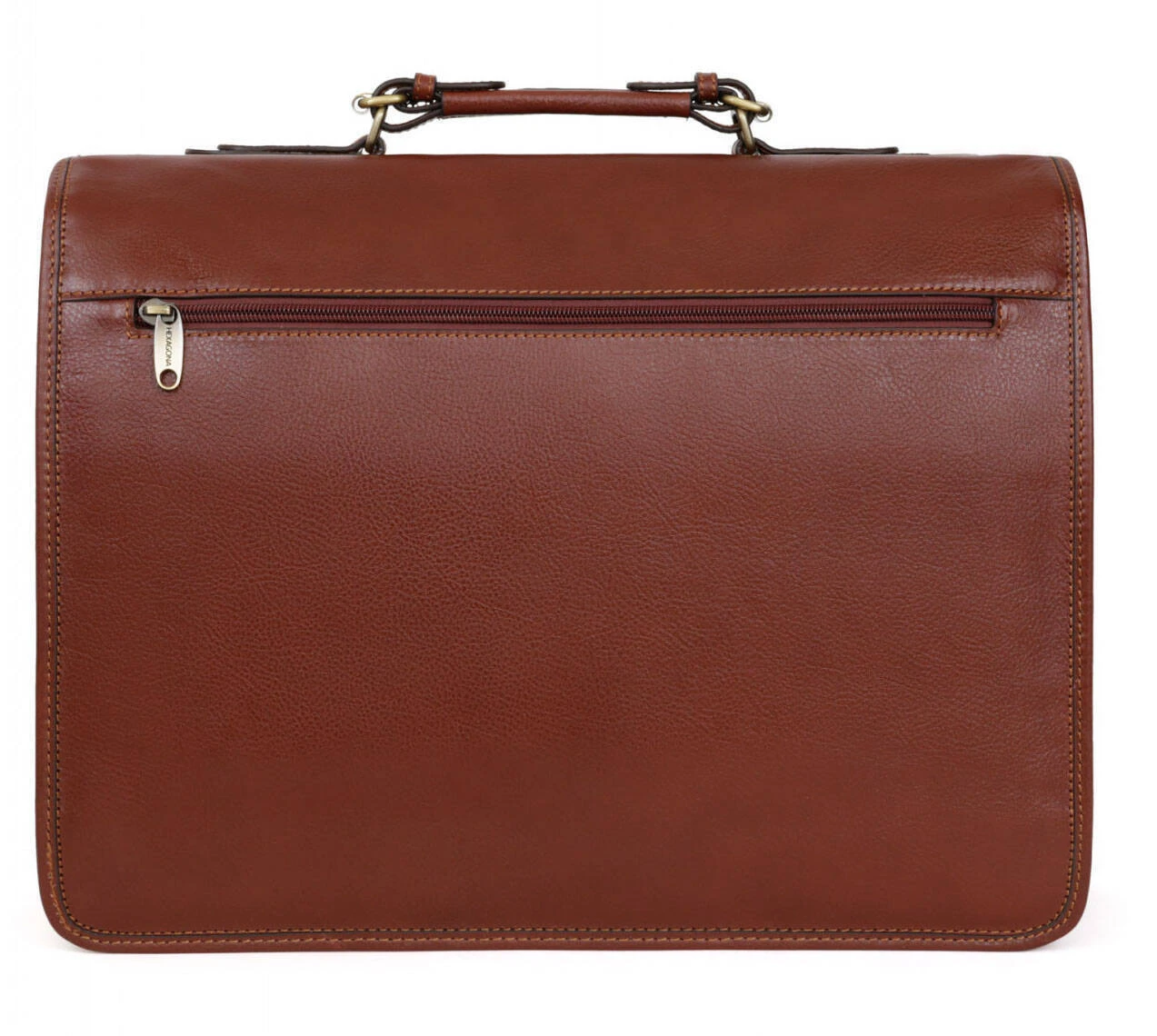 Hexagona Serviette 3 Soufflets Cuir Vachette Marron " 119074 " 2 Hexagona Serviette 3 Soufflets Cuir Vachette Marron " 119074 " – Image 2