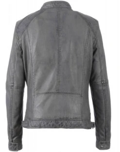 Blouson Cuir Homme Gris Oakwood "60901" Agneau Style Motard Tendance