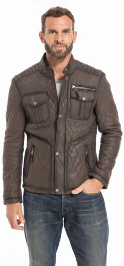 Veste Cuir Homme Marron " ASSENCIO " -Maroquinerie cg 23 homme 14315 299 24746