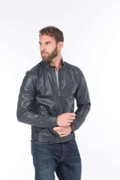 GIPSY Blouson Cuir Homme Bleu Marine " 12416 " 12 GIPSY Blouson Cuir Homme Bleu Marine " 12416 " -Maroquinerie cg20 homme 12416 marine fonce 0062