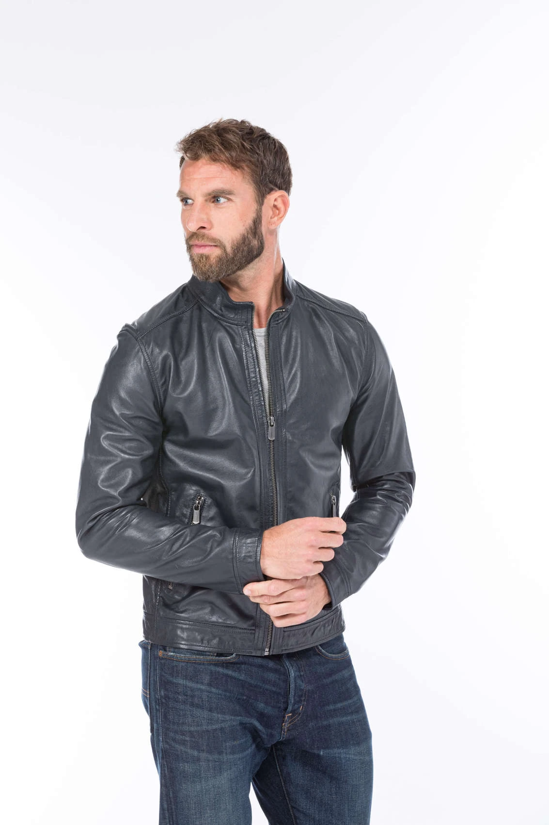 GIPSY Blouson Cuir Homme Bleu Marine " 12416 " 4 GIPSY Blouson Cuir Homme Bleu Marine " 12416 " – Image 4