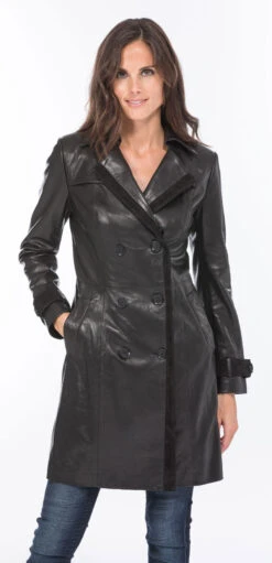 Trois Quart Cuir Femme Noir Style Trench "5043" -Maroquinerie cg20femmes5043noir4033 046304200 1653 22092020