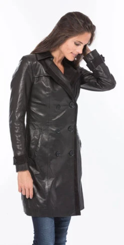 Trois Quart Cuir Femme Noir Style Trench "5043" -Maroquinerie cg20femmes5043noir4036 064185900 1653 22092020