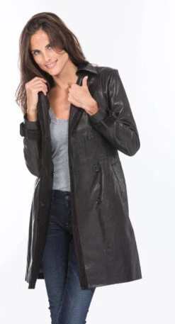 Trois Quart Cuir Femme Noir Style Trench "5043" -Maroquinerie cg20femmes5043noir4042 068761600 1653 22092020