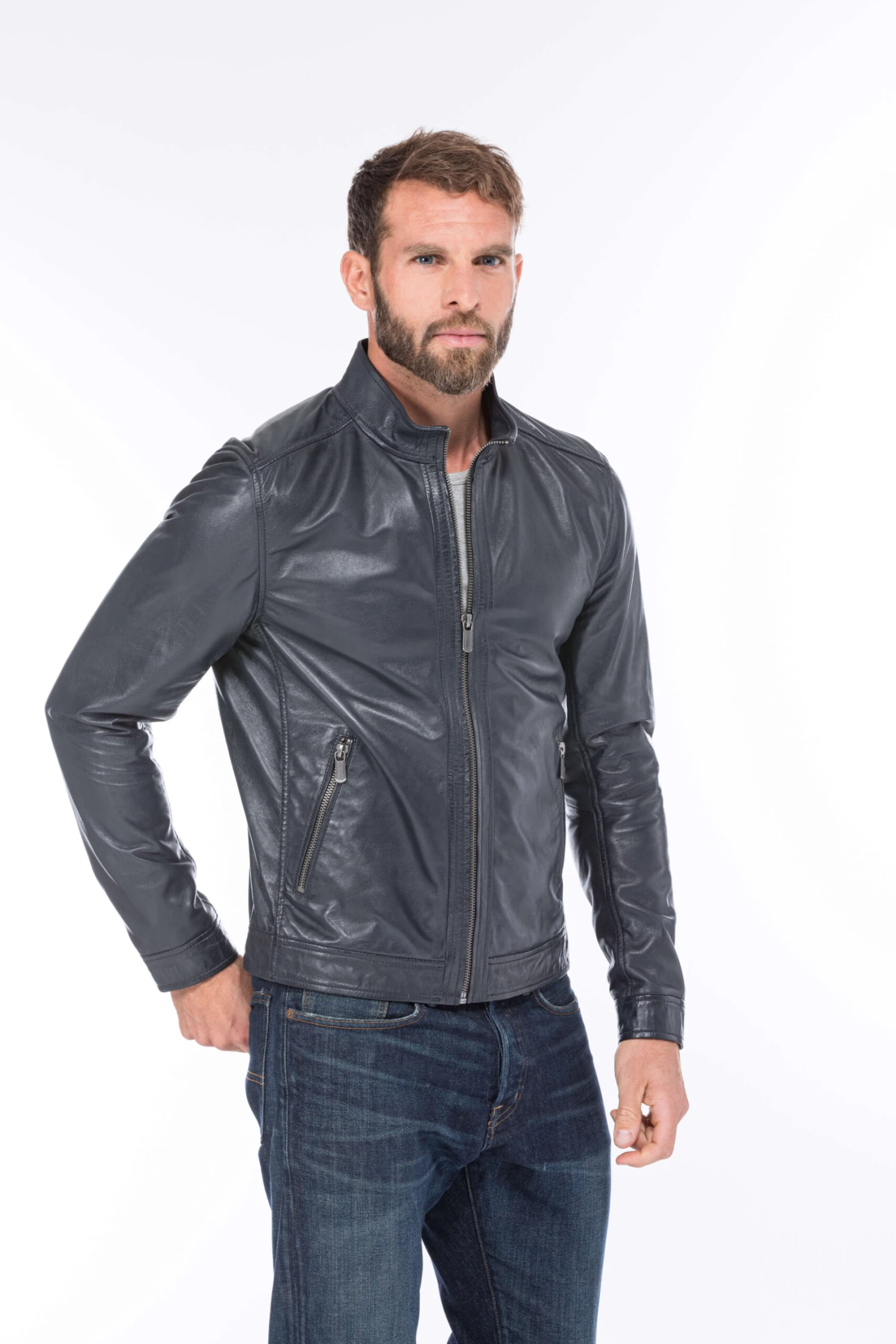 GIPSY Blouson Cuir Homme Bleu Marine " 12416 " 6 GIPSY Blouson Cuir Homme Bleu Marine " 12416 " – Image 6
