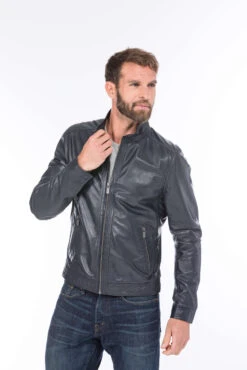 GIPSY Blouson Cuir Homme Bleu Marine " 12416 "