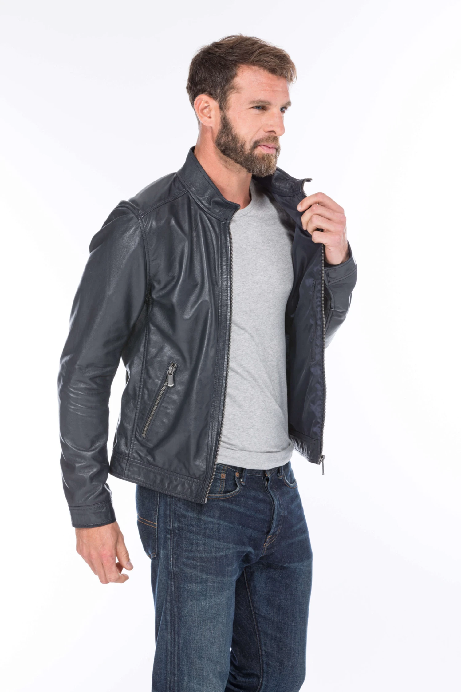 GIPSY Blouson Cuir Homme Bleu Marine " 12416 " 7 GIPSY Blouson Cuir Homme Bleu Marine " 12416 " – Image 7