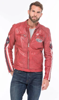 REDSKINS Blouson Cuir Homme Rouge " 127 "