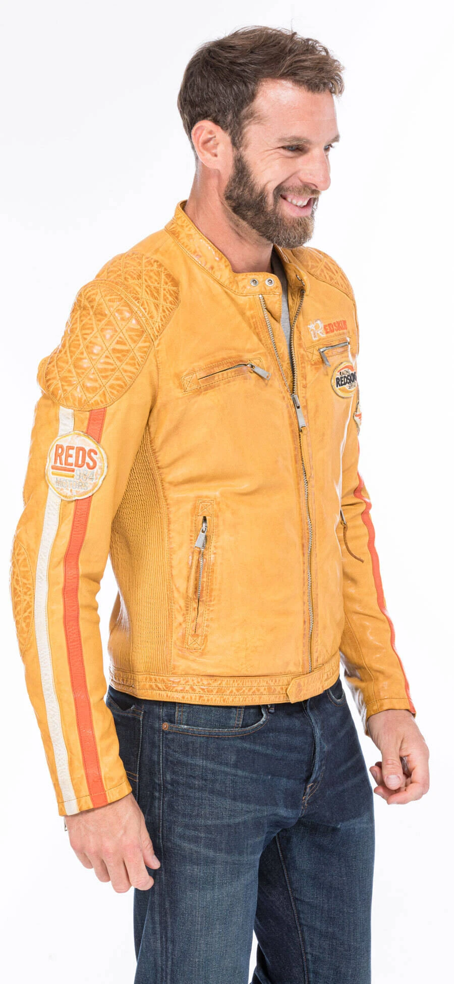 REDSKINS Blouson Cuir Homme Jaune "127" 2 REDSKINS Blouson Cuir Homme Jaune "127" – Image 2