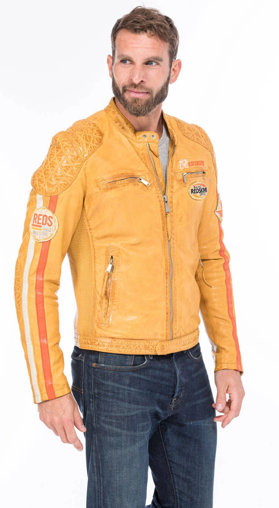 REDSKINS Blouson Cuir Homme Jaune "127" 7 REDSKINS Blouson Cuir Homme Jaune "127" – Image 7
