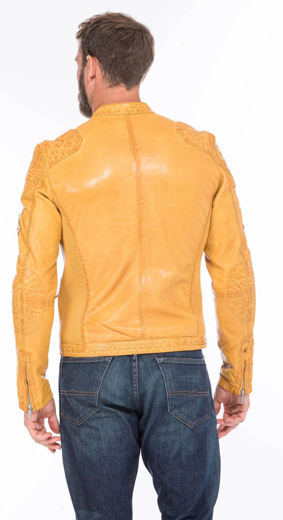 REDSKINS Blouson Cuir Homme Jaune "127" 9 REDSKINS Blouson Cuir Homme Jaune "127" – Image 9