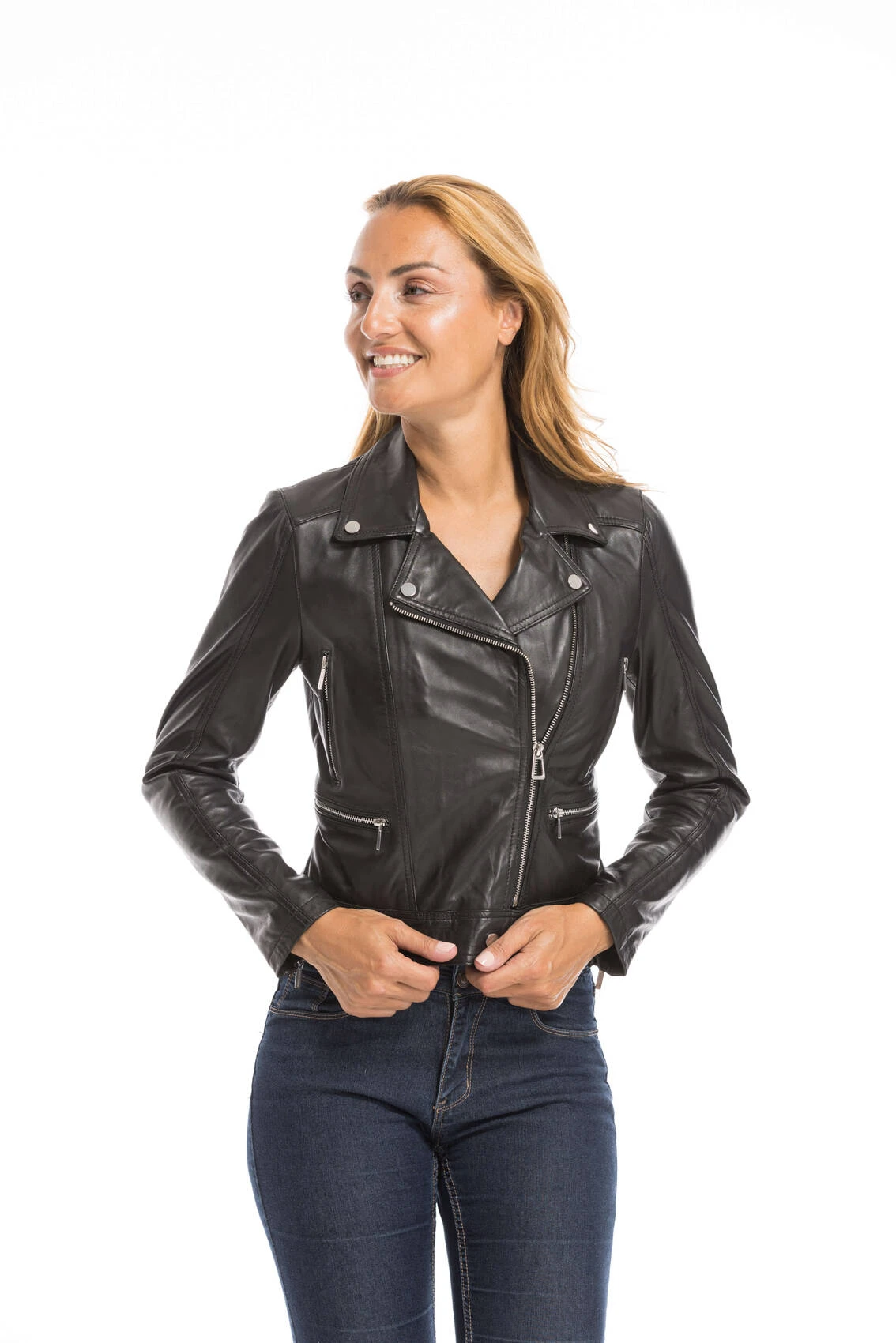 Blouson Cuir Femme Biker Noir "PANEMA" 4 Blouson Cuir Femme Biker Noir "PANEMA" – Image 4