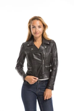 Blouson Cuir Femme Biker Noir "PANEMA" 26 Blouson Cuir Femme Biker Noir "PANEMA" -Maroquinerie cg23femme101156noir23367 053877900 1706 29092022
