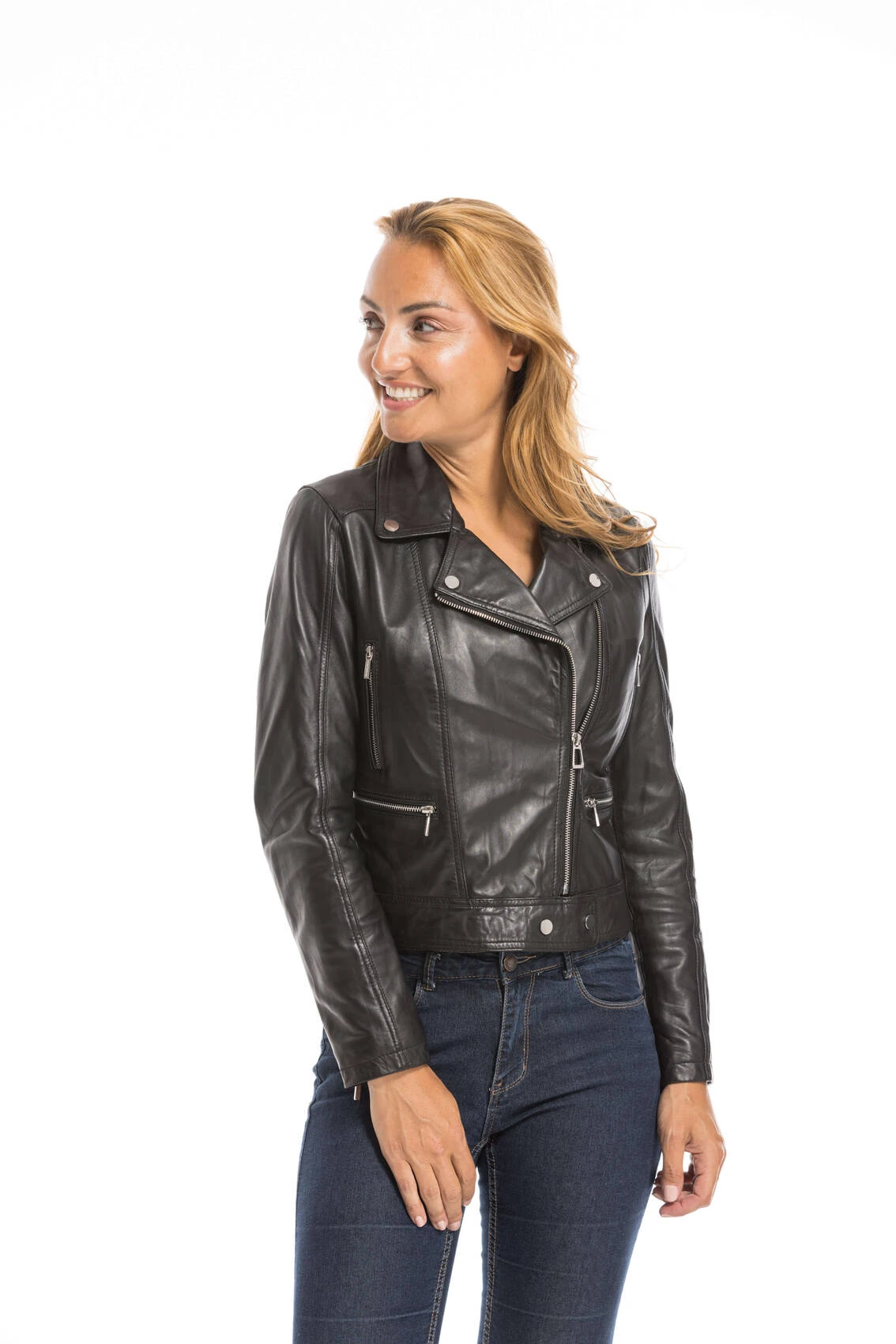 Blouson Cuir Femme Biker Noir "PANEMA" 19 Blouson Cuir Femme Biker Noir "PANEMA" – Image 19