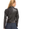 Blouson Cuir Femme Biker Noir "PANEMA"