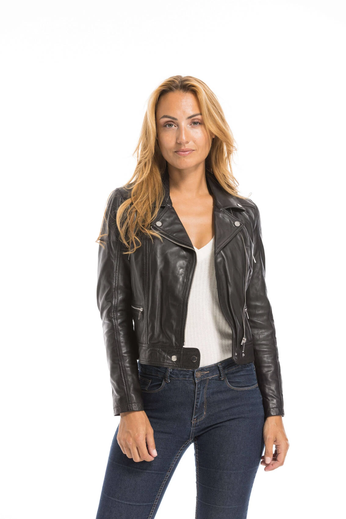 Blouson Cuir Femme Biker Noir "PANEMA" 12 Blouson Cuir Femme Biker Noir "PANEMA" – Image 12