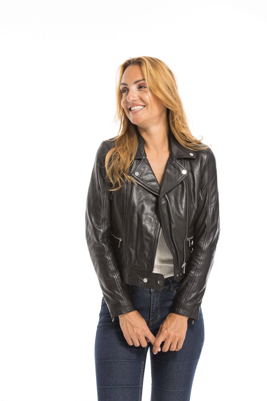 Blouson Cuir Femme Biker Noir "PANEMA" 16 Blouson Cuir Femme Biker Noir "PANEMA" – Image 16