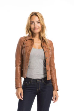 Blouson Cuir Femme Agneau Cognac " 101971 " -Maroquinerie cg23femme101971cognac21992 013782700 1715 29092022