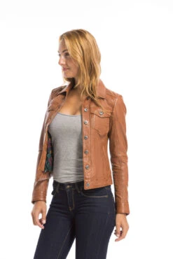 Blouson Cuir Femme Agneau Cognac " 101971 " -Maroquinerie cg23femme101971cognac21994 002049900 1716 29092022