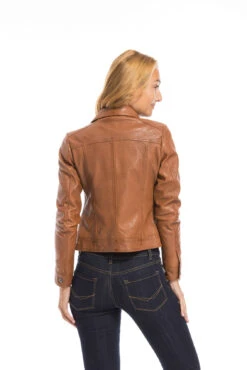Blouson Cuir Femme Agneau Cognac " 101971 "