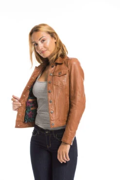 Blouson Cuir Femme Agneau Cognac " 101971 " -Maroquinerie cg23femme101971cognac22005 073806400 1716 29092022
