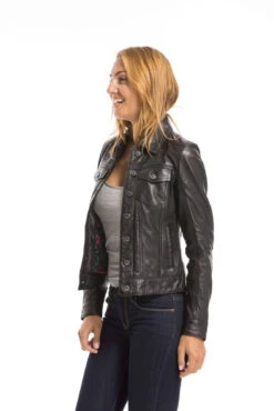 Blouson Cuir Femme Agneau Noir " 101971 " -Maroquinerie cg23femme101971noir22014 068963600 1716 29092022
