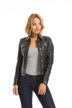 Blouson Cuir Femme Agneau Noir " 101971 " -Maroquinerie cg23femme101971noir22020 072369400 1716 29092022