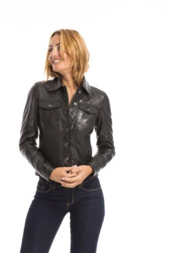 Blouson Cuir Femme Agneau Noir " 101971 " -Maroquinerie cg23femme101971noir22021 071893500 1715 29092022