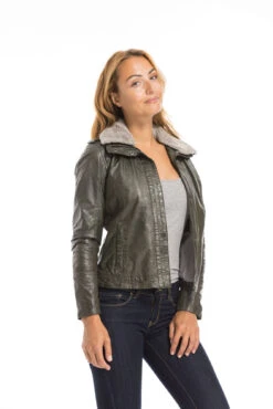 GIPSY Blouson Cuir Femme Olive "13661" -Maroquinerie cg23femme13661olive21787 028050600 1542 29092022